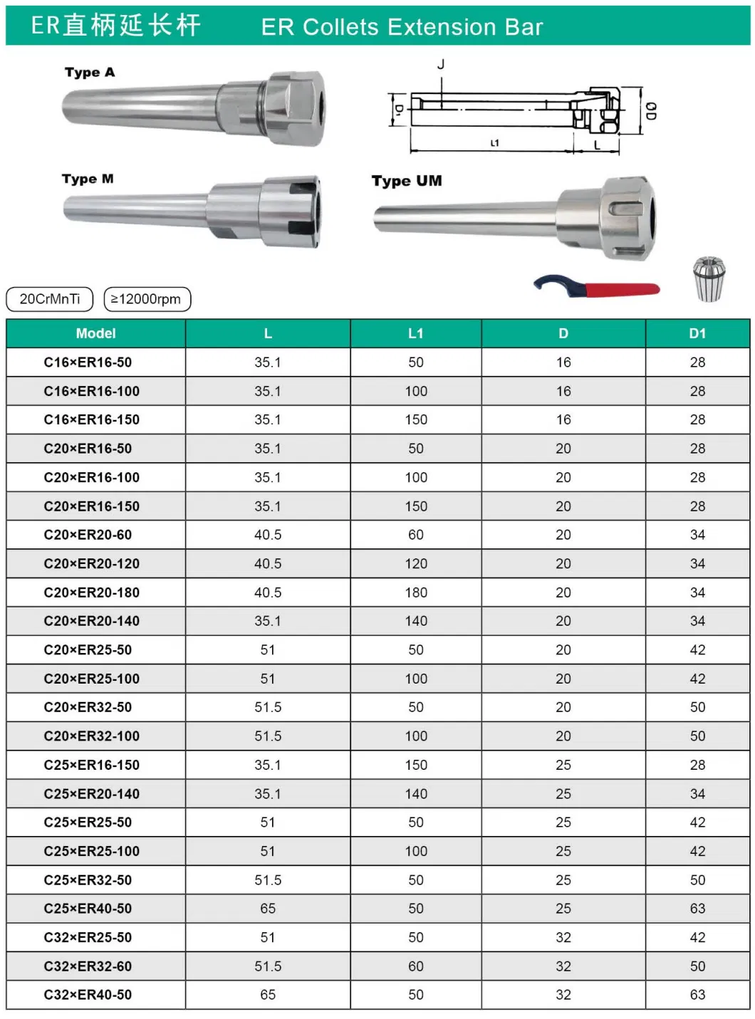 Chuck Holder Extension Bar Precision Straight Shank Collet Er40 32 25 20 16